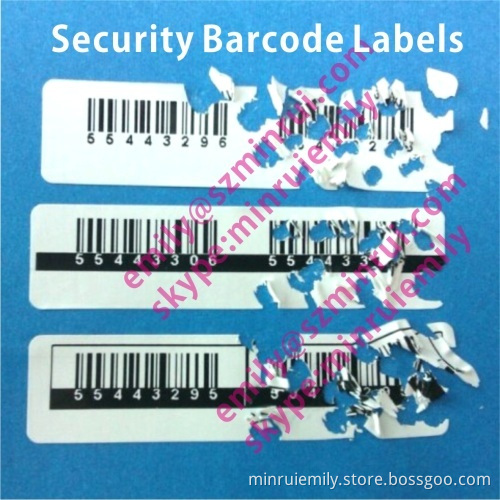 Custom Self Destructible Barcode Stickers,security Destructive Barcode Labels,security Barcode Label With Serials Number 